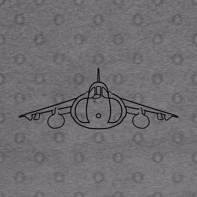 Hawker Harrier classic British jump jet aircraft black minimal outline by soitwouldseem